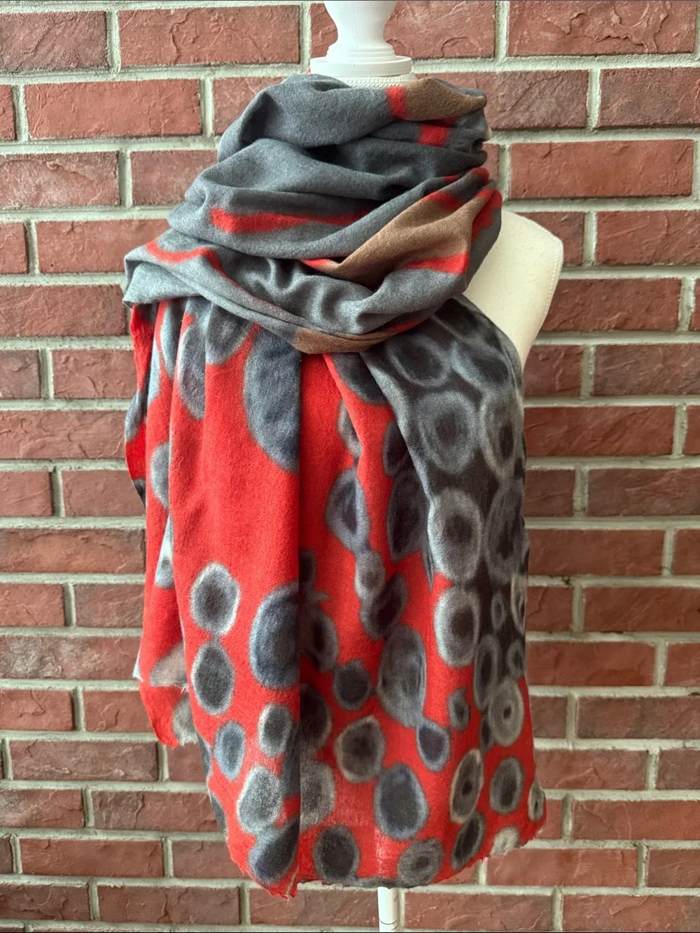 Rhino Klimnt LALELA Wool Cashmere Silk Unique Art Shawl Signed Scarf 38”x68”NWOT